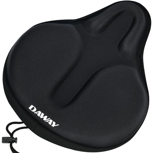 DAWAY Comfortable Exercise Bike Seat Cover - C6 Large Wide Foam & Gel Padded Bicycle Saddle Cushion for Women Men, Fits for Peloton, Stationary, Cruiser Bikes, Indoor Outdoor Cycling, Soft