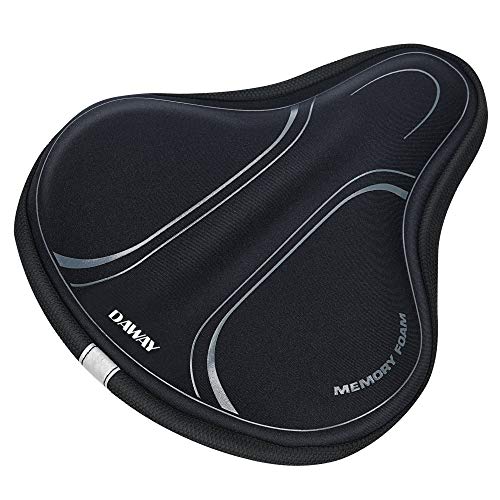 Comfortable Bike Seat Cover - DAWAY C3 Soft Gel & Memory Foam Padded Bike Seat Cushion for Women Men Seniors, Comfort, Fits for Peloton, Stationary, Exercise, Mountain and Cruiser Bicycle Saddles
